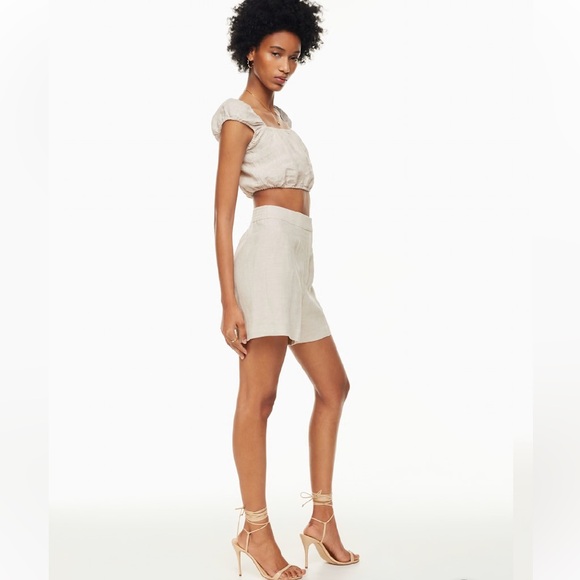 Aritzia Wilfred Alanya Linen Shorts High Rise White Linen Tencil Blend Size 4 - Picture 16 of 16